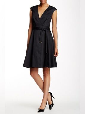 Ted Baker London Sigorni Cotton Sleeveless Wrap Dress Black Size 5 Or US 12